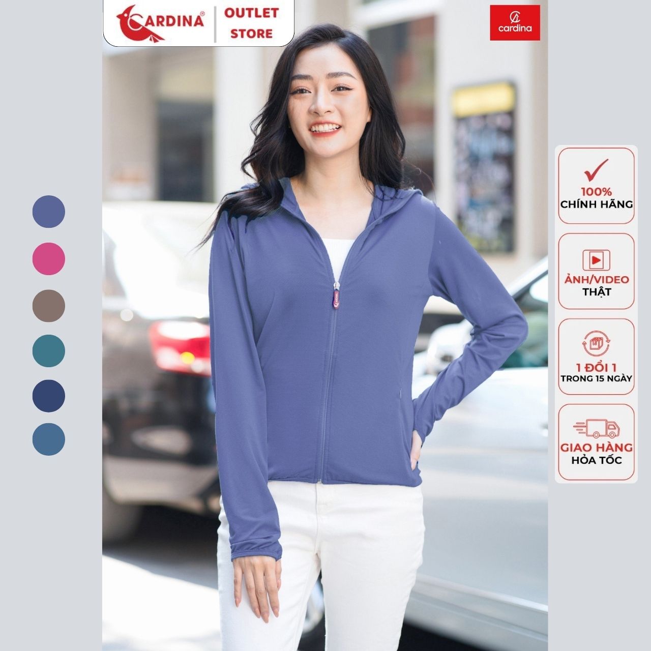 Áo chống nắng CARDINA 1 lớp CAO CẤP vải thun lạnh Nhật có giấy kiểm định UPF50+ | Áo khoác chống nắng nữ | Áo chống nắng nữ Cadina | Áo chống nắng thời trang | Áo chống nắng đẹp | Áo khoác chống nắng | Áo khoác nắng