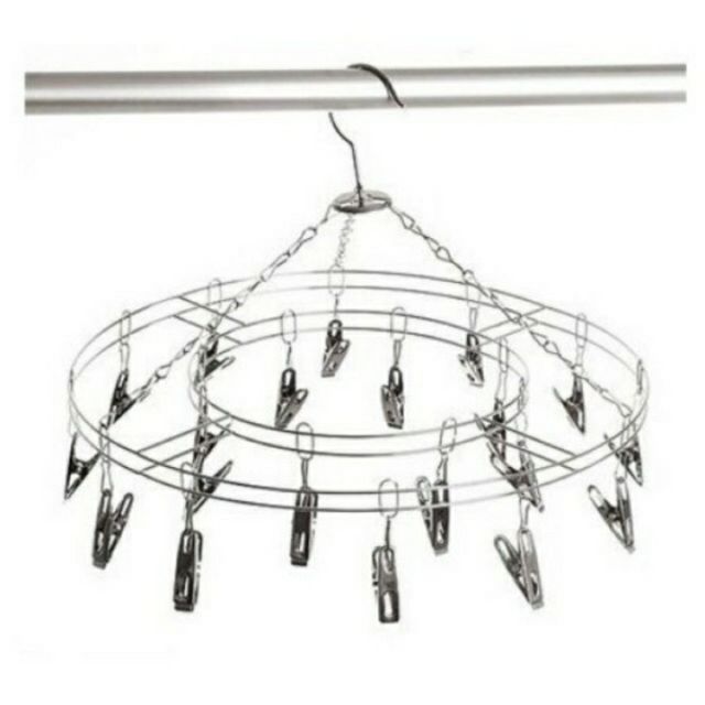 Móc tròn inox 20 kẹp phơi tất, dớ, đồ lót, đồ trẻ em tiện dụng