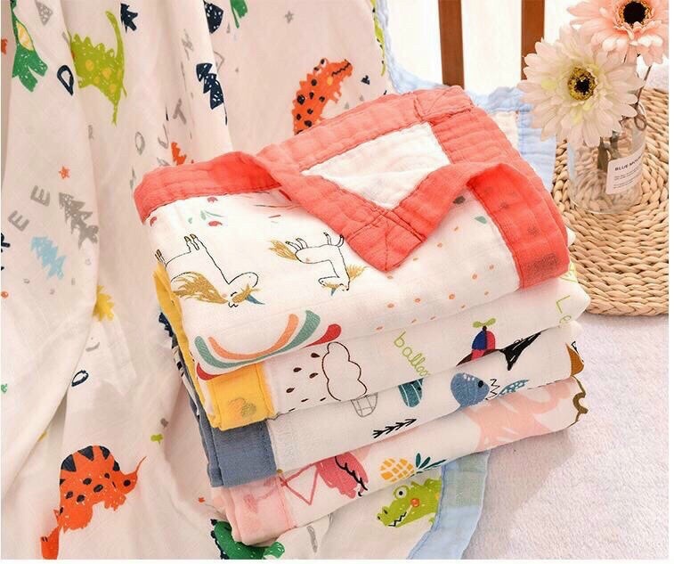 {Khăn xô tắm} Khăn tắm xô 6 lớp có viền, siêu mềm, siêu thấm {Khăn xô tắm cho bé}. Size 100x110cm