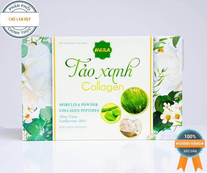 Tảo Xanh Collagen Hera Giúp làm trắng, trẻ hóa, hồi xuân, mờ thâm nám cho làn da - Hộp 30 gói