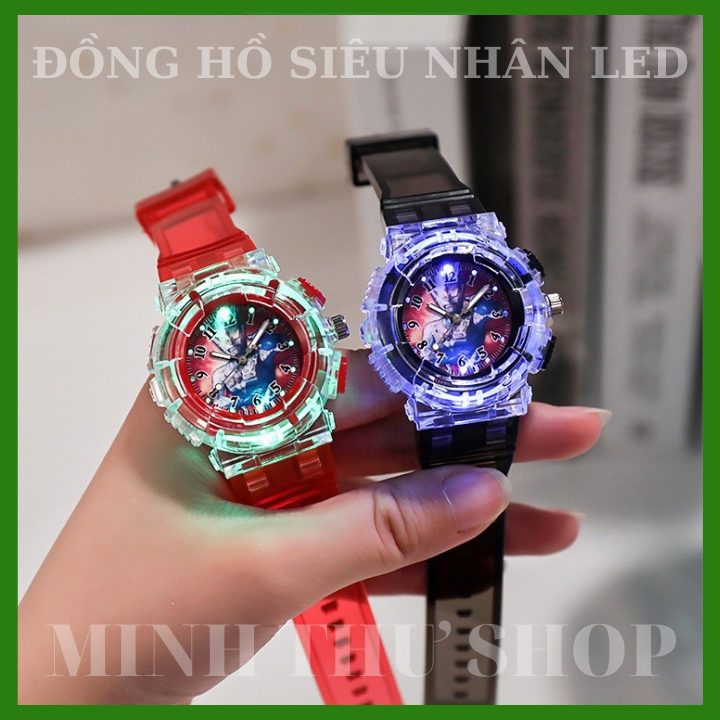 Đồng Hồ Siêu Nhân Nhện Nhiều Màu Cho Bé Trai Có Đèn LED Phát Sáng, Chống Nước