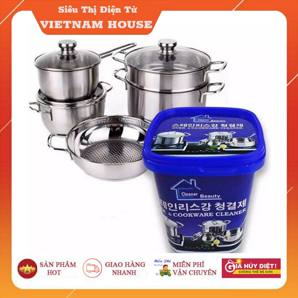 🔴Sạch Đẹp || Kem Tẩy Xoong Nồi Đa Năng Hàn Quốc 500g Siêu Sạch - Tẩy Rửa Mọi Vết Bẩn Cứng Đầu.