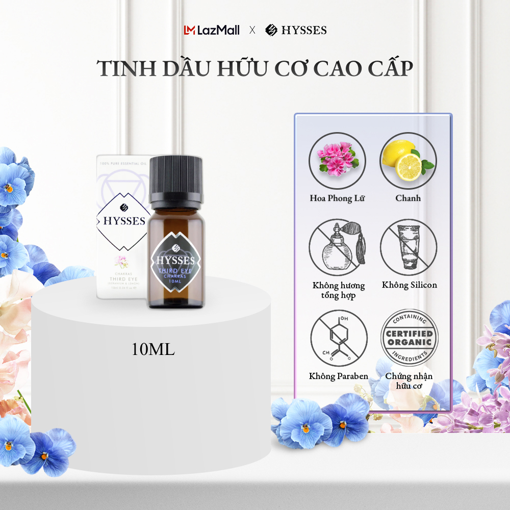 Tinh Dầu Cao Cấp Hysses Chakras Third Eye Tăng Năng Lượng Luân Xa Trí Tuệ Cải Thiện Tinh Thần, Giác Quan, Giảm Đau Nửa Đầu, Mất Ngủ, Hay Quên Với Chiết Xuất Phong Lữ - Chanh Vàng Hữu Cơ Tự Nhiên