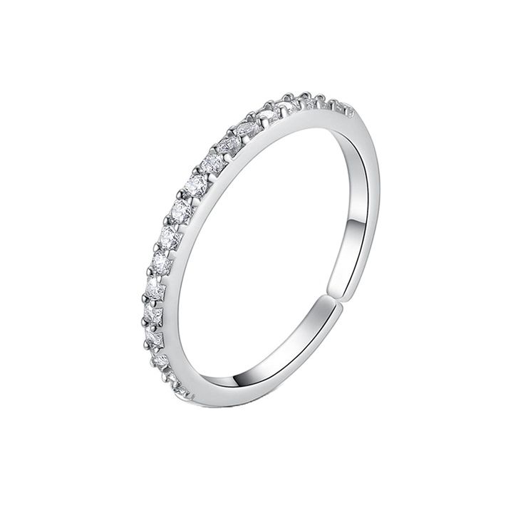 Nhẫn Bạc Nữ gắn đá nhỏ đơn giản thiế kế hở điều chỉnh size tùy ý N2457 - Bảo Ngọc Jewelry