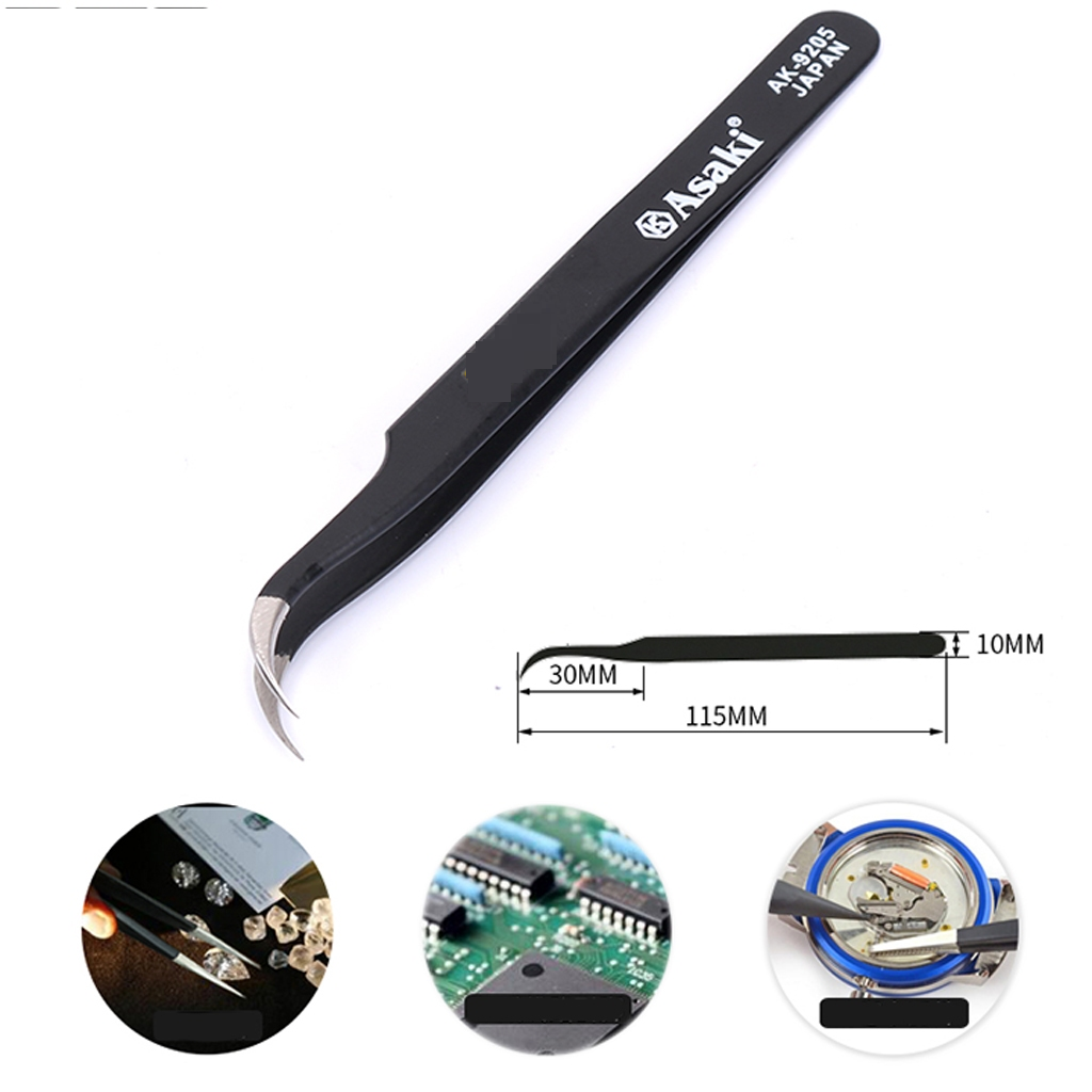Nhíp gắp linh kiện tĩnh điện mũi cong Asaki AK-9205