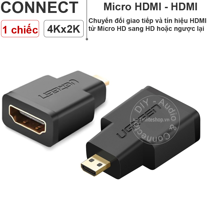 Micro HDMI sang HDMI adapter 4K Ugreen 20106 - Micro HD ra HD chuyển từ Máy ảnh Camera Tablet ra TV Máy chiếu