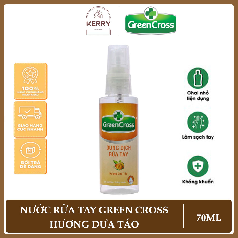 Xịt rửa tay khô green cross hương dưa táo