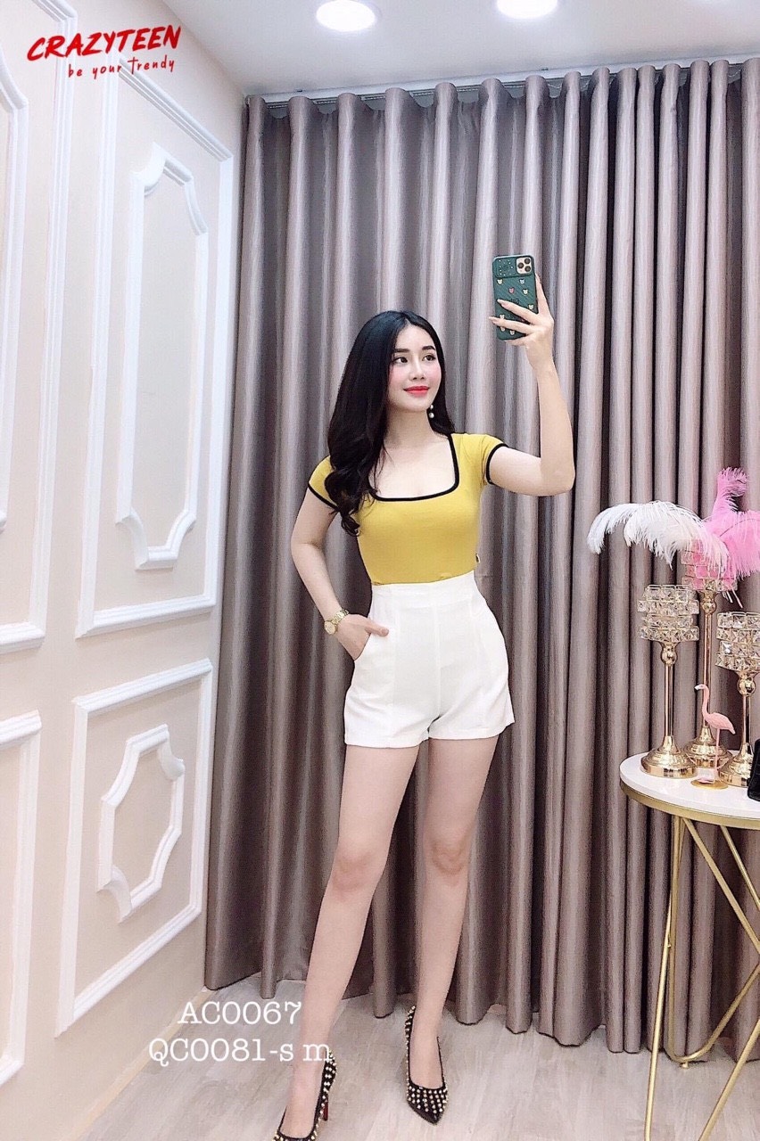 [HCM]ÁO THUN NỮ BORIP CÓ CỔ  VUÔNG FORM CROPTOP