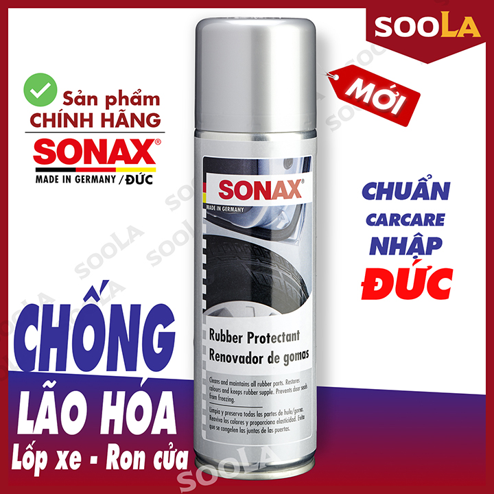 Xịt bóng lốp xe, chống nứt ron cửa SONAX Rubber Protectant 300ml 340200