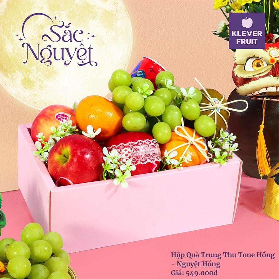 Hộp Quà Trái Cây Trung Thu Tone Hồng - Nguyệt Hồng