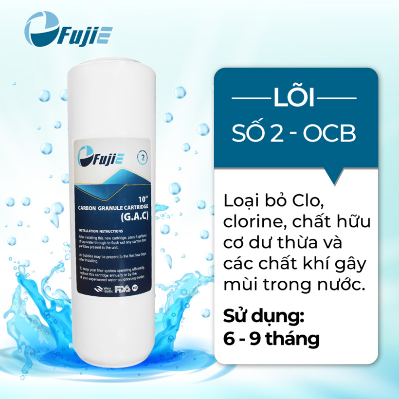 Lõi lọc RO Fujie số 2 - OCB GAC 10 Inch - Than hoạt tính