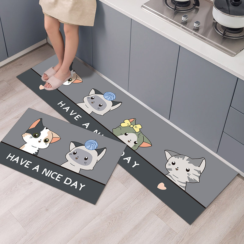 Bộ 2 Thảm Trải Sàn Nhà Bếp 3D Cao Cấp Siêu Thấm Nước Chống Trơn Trượt (2 thảm 40*60cm & 40*120cm) T02