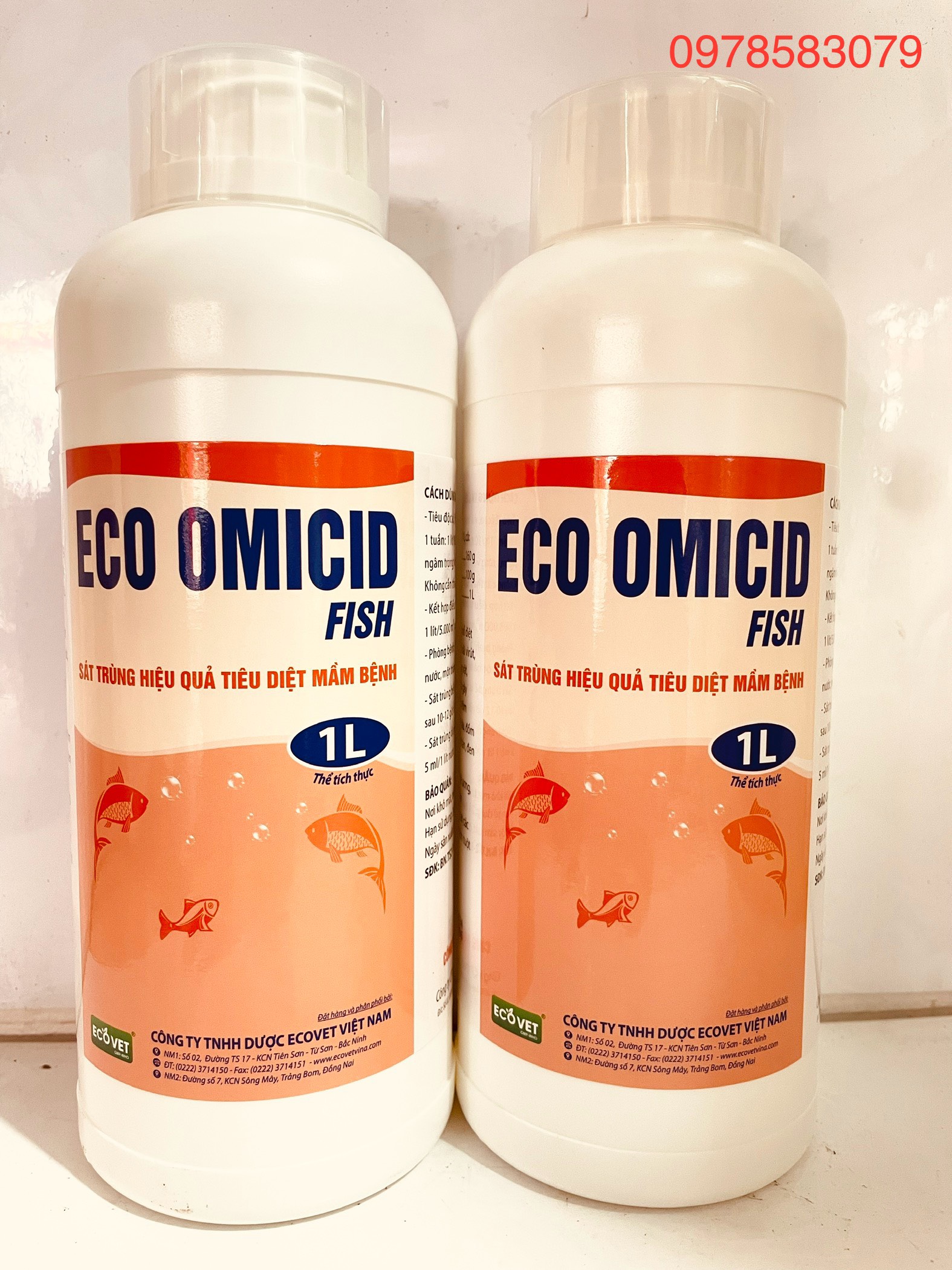 Eco Omicid Fish ( 1 lít ) Dung dịch khử khuẩn , khống chế nấm, vi khuẩn trong ao nuôi sản phẩm dùng cho thú y, thú cảnh