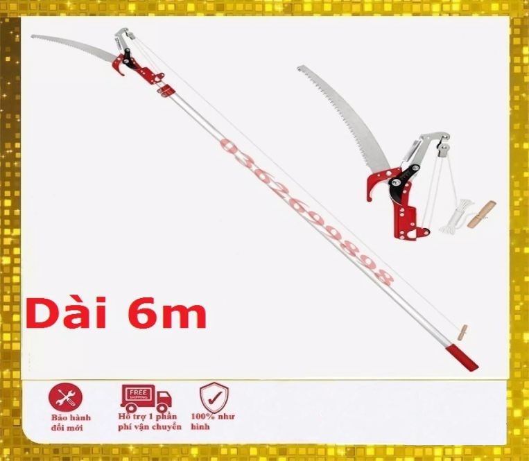 Kéo cắt tỉa cành cây trên cao,hái hoa quả dài 6m,kéo hái hoa quả trên cao giật dây