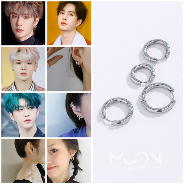 1 Cặp bông tai khoen tròn dày 2.5mm không rỉ không đen phụ kiện trang sức xu hướng mới bán chạy hot trend idol bts hàn quốc khuyến mãi giá tốt