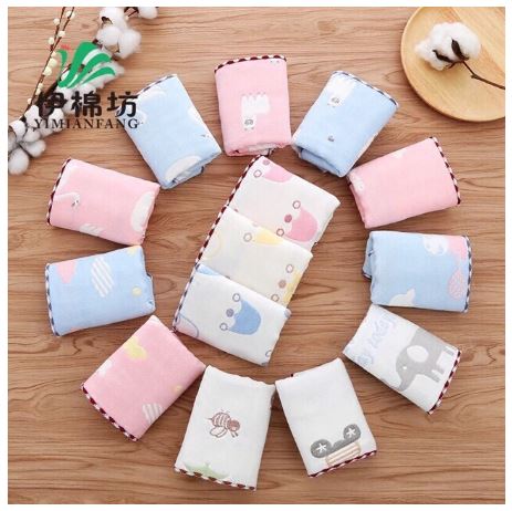 Set 5 Khăn sữa sợi tre 6 lớp in hình 2 mặt 25x25 cực cute vệ sinh cho trẻ sơ sinh