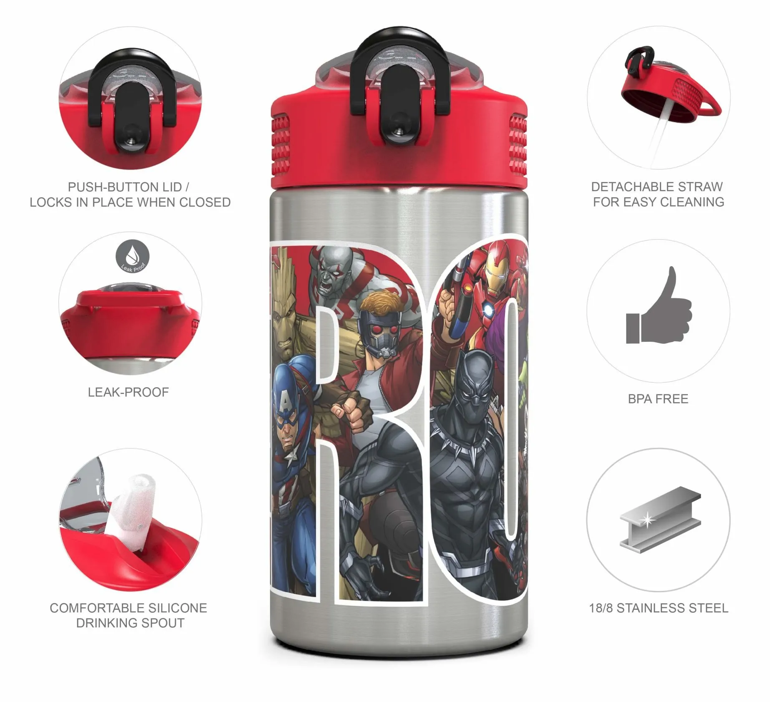 Palouse Stainless Steel Bottle – 15.5 Oz., Black Panther, Captain America, Spider-Man & The Hulk