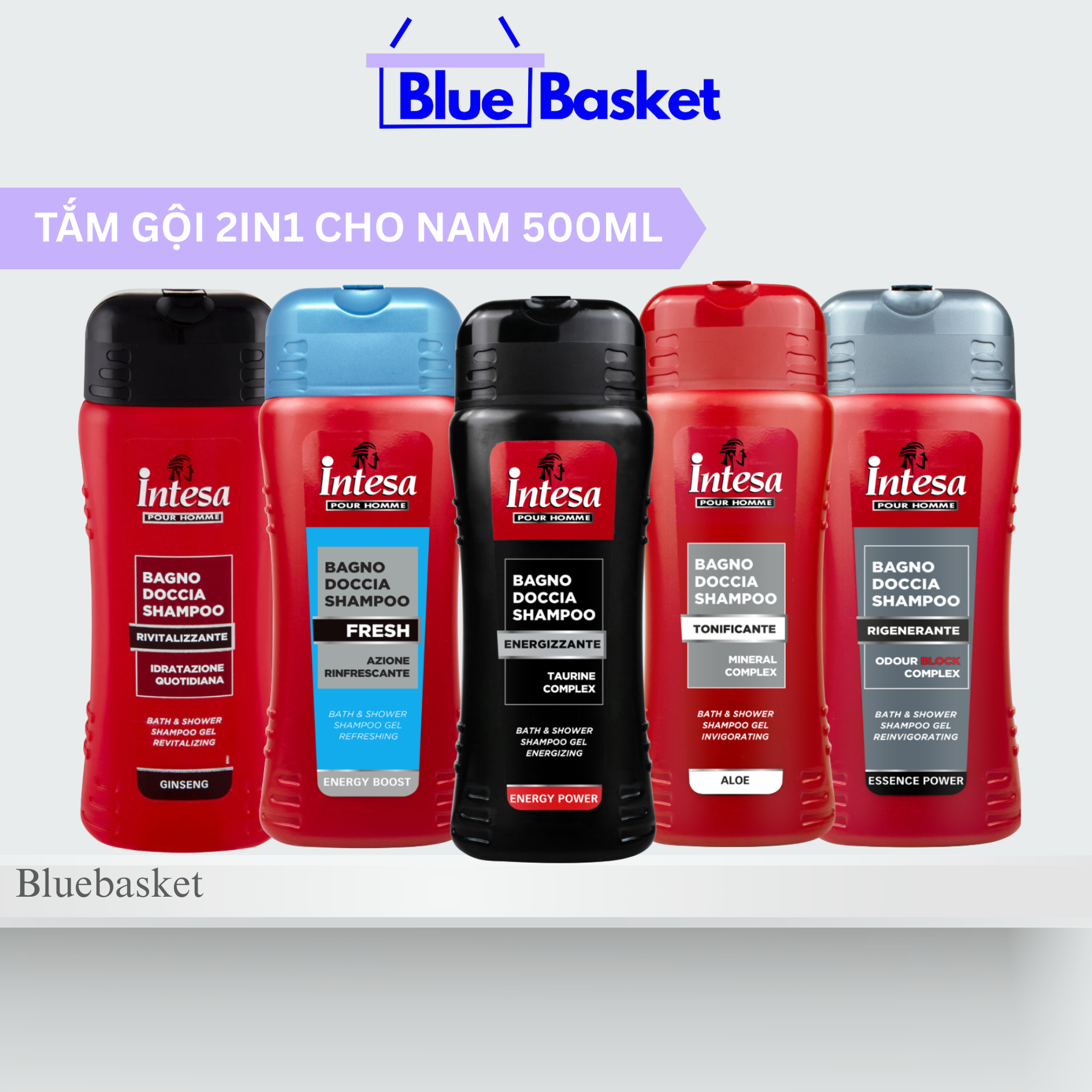 Gel Tắm Gội 2n1 Intesa Pour Homme Ý 500ml Làm Sạch Sâu, Hươn Thơm Nam Tính Phù Hợp Cho Từng Loại Da