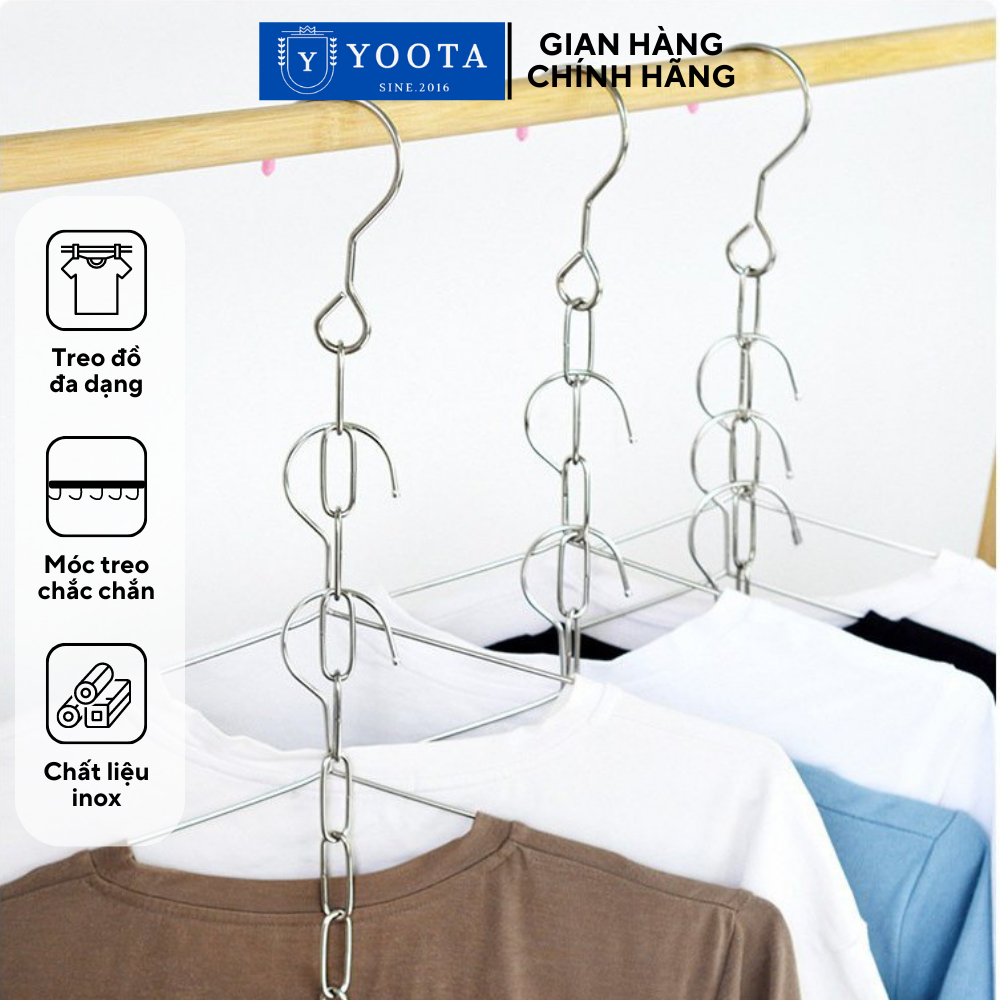 Móc Xích Treo Quần Áo Đa Năng Inox Không Gỉ , Móc treo quần áo  xích treo quần áo treo đồ thông minh 10 móc cao cấp
