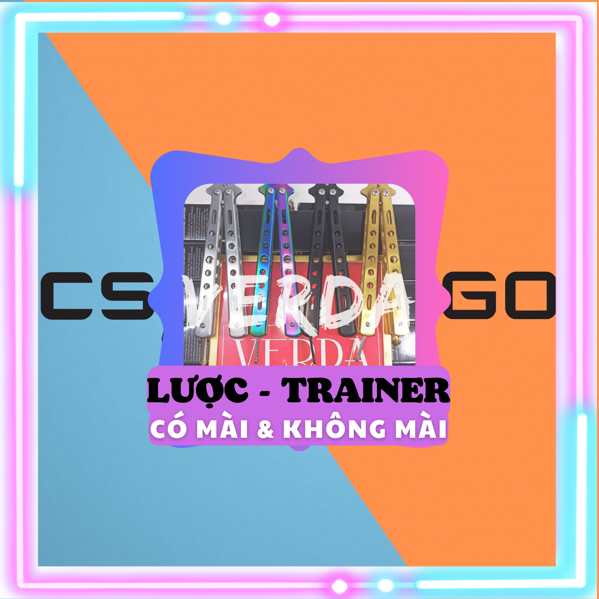   TẶNG VÍT  Mô hình Lược CSGO - Lỗ Trainer - Lưỡi thép - Đối xứng có mài không mài Đen Bạc Titan Gold butterfly tập luyện VERDA 