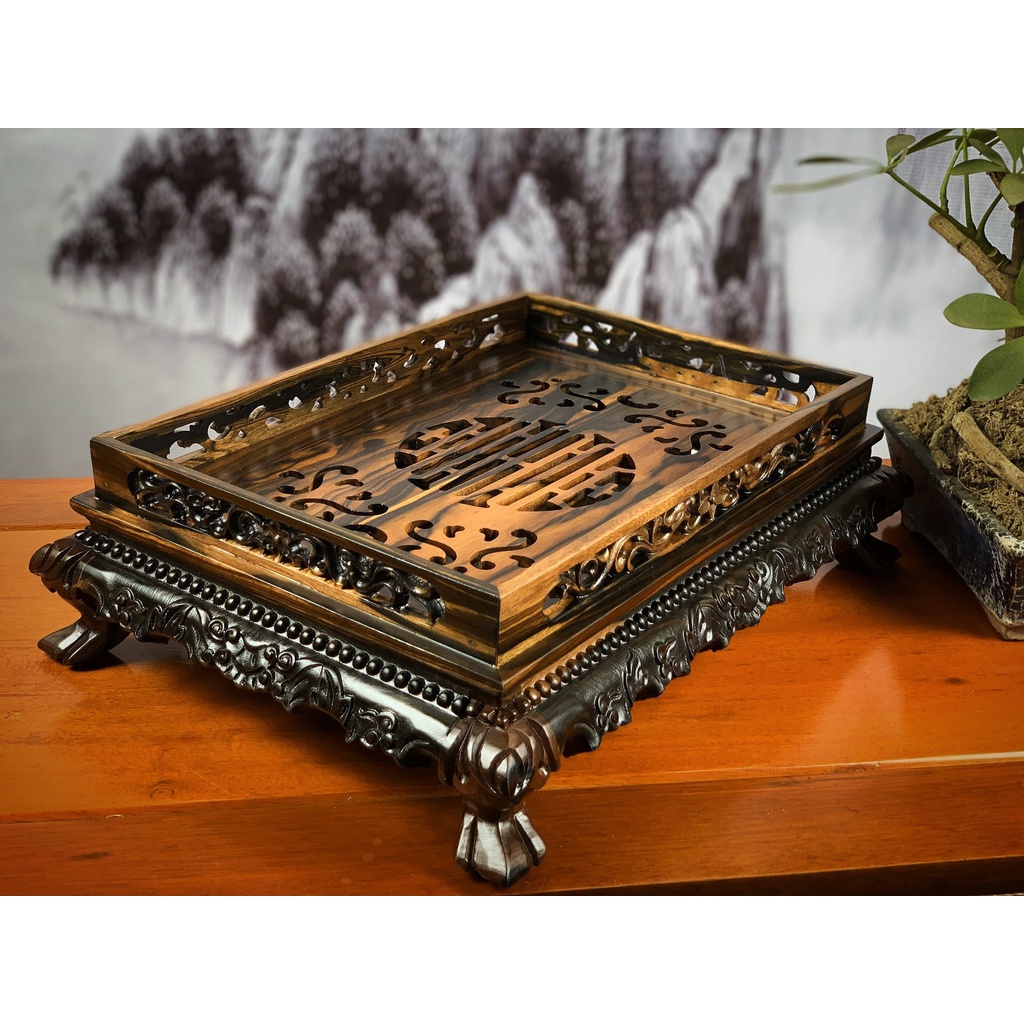 Khay trà gỗ mun kt:37x27 cm-42x32 cm