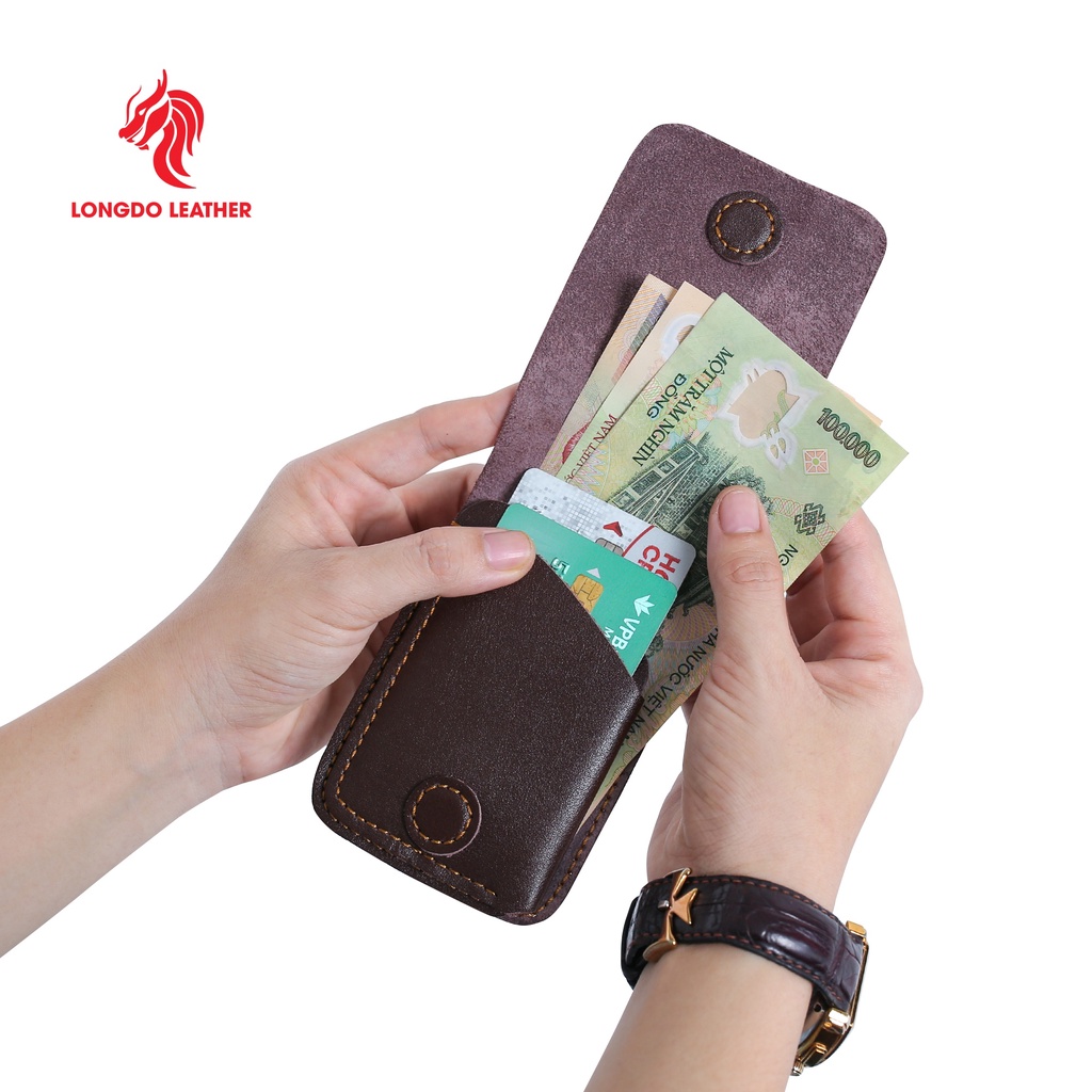 Ví sen 3 giảm giá - Cam kết 100% da bò thật nhập khẩu - Bảo hành 5 năm - Thương hiệu uy tín Longdo Leather