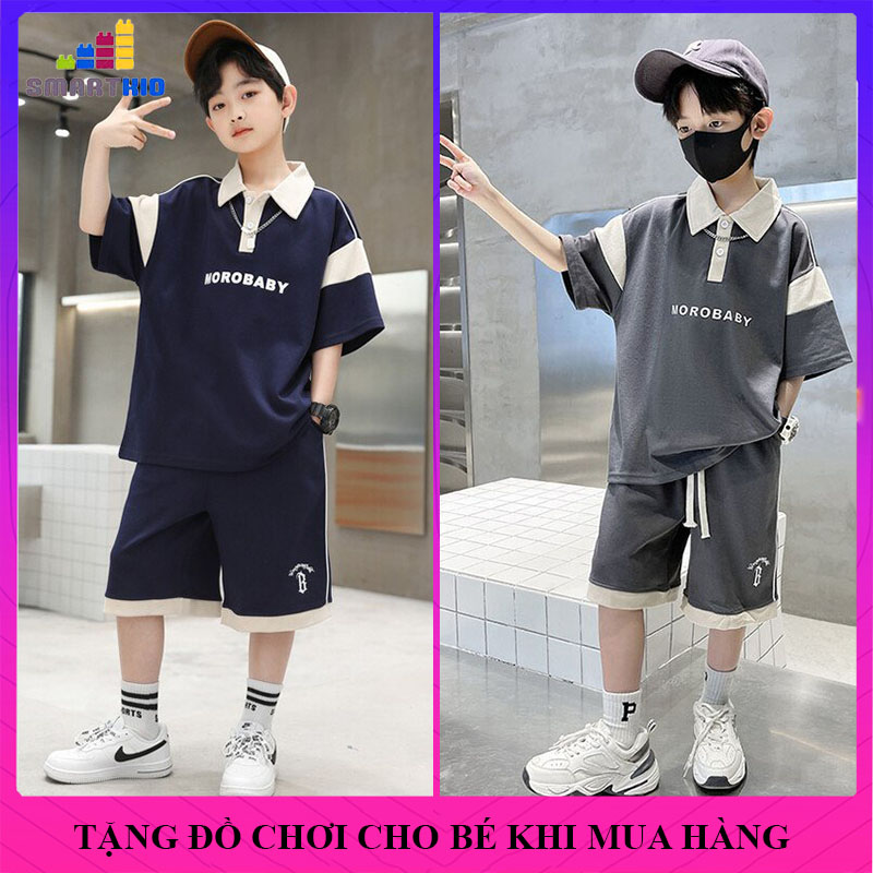 Bộ quần áo hè polo thời trang bé trai 16-50kg từ 6-14 tuổi BABY. Đồ bộ bé trai, set đồ bé trai, bộ quần áo hè cho bé