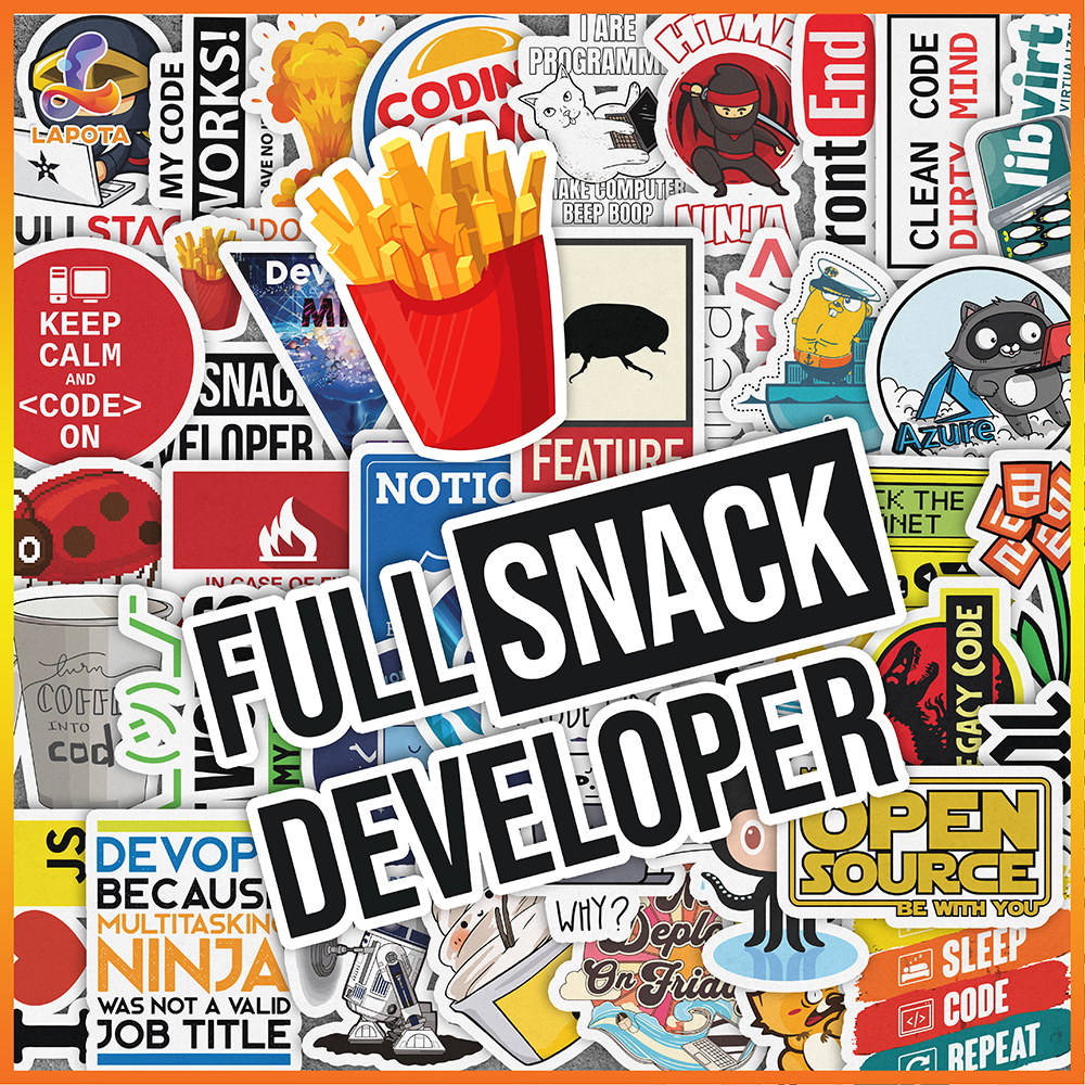 Set 50 cái Sticker Developer chống nước, Hình Dán Coder giá rẻ, decal lập trình dán mũ bảo hiểm, laptop, dán xe, vali