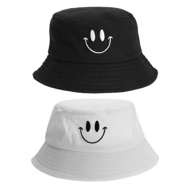 Nón bucket thêu mặt cười - mũ tai bèo đẹp hot