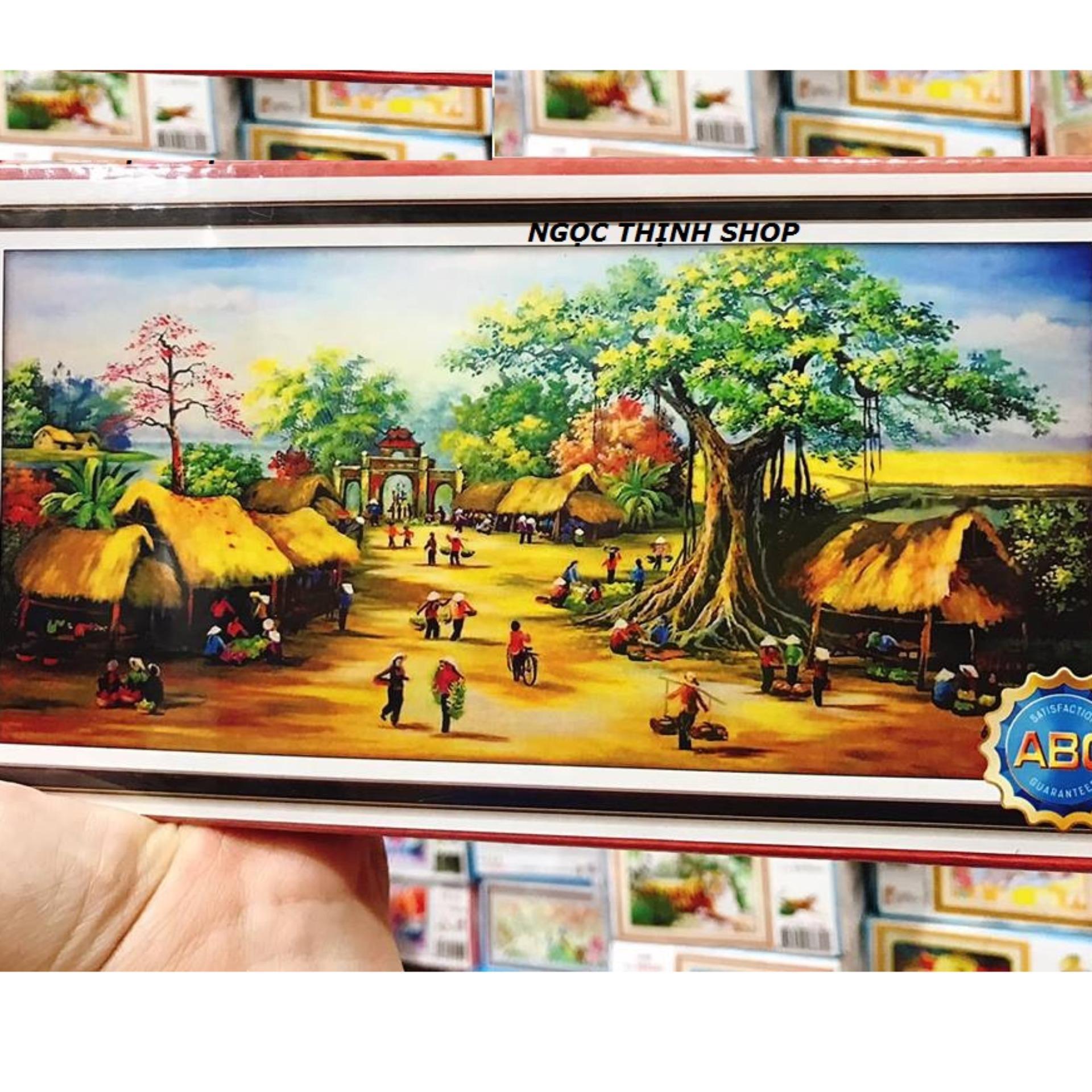 Tranh đính đá chợ quê việt nam Y8158 - KT: 150X70CM
