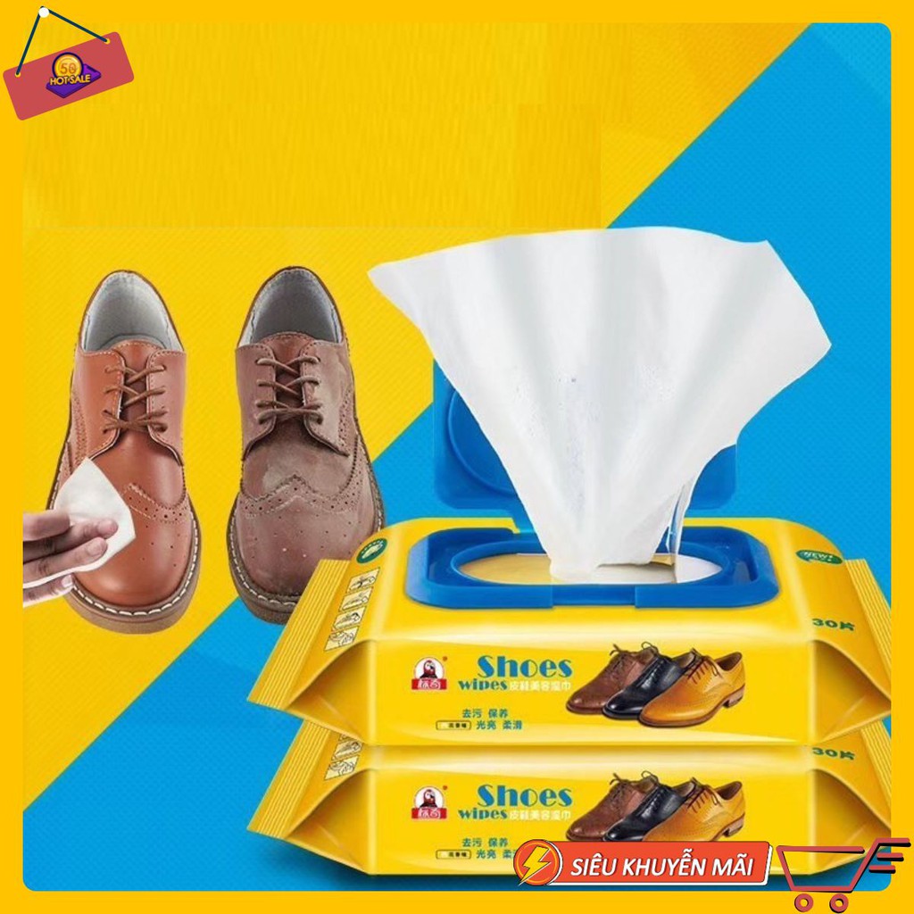 Khăn giấy uớt lau giày shoes sneaker thần thánh bịch 30 tờ