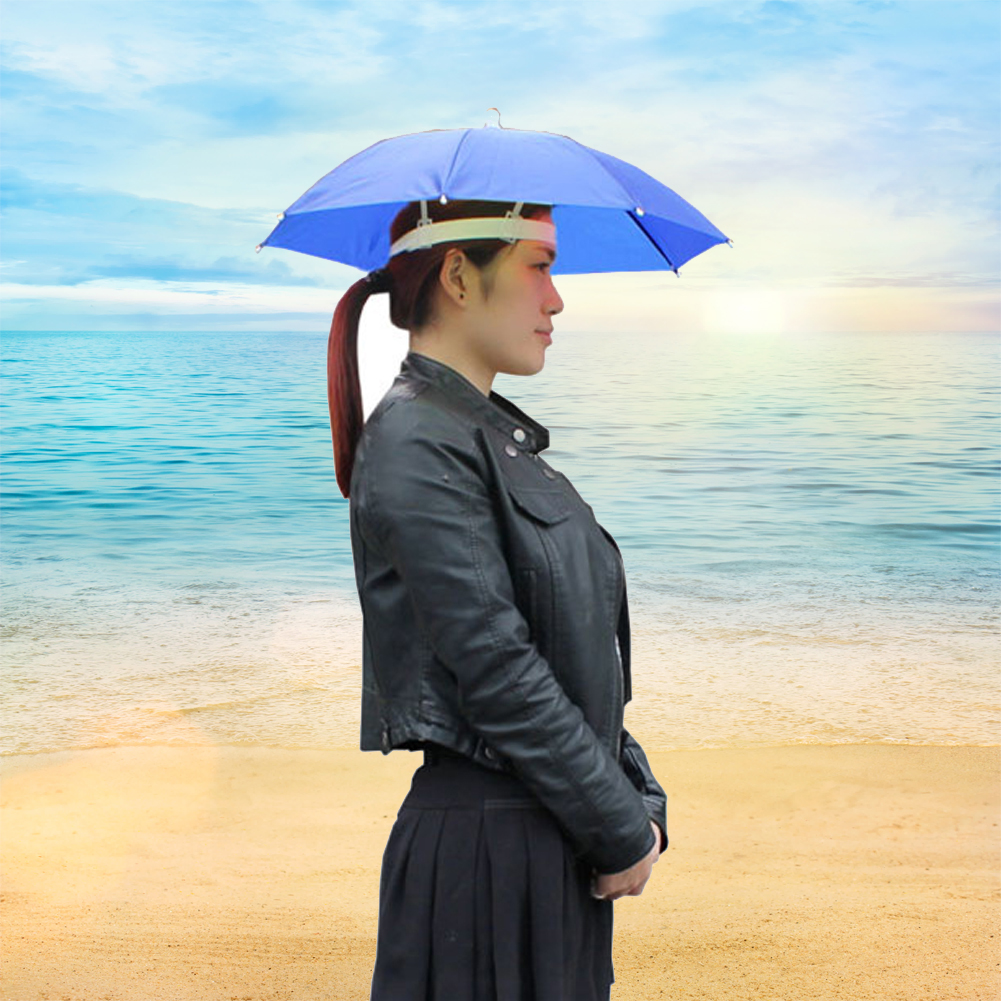 Mũ dù che nắng dù nón lá ô đội đầu câu cá dù nón lá dù đội đầu che nắng Gắn Trên Đầu Câu Cá Hái Trà 