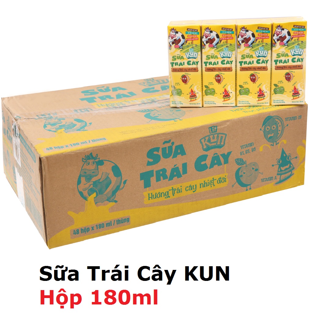 12 HỘP Sữa trái cây KUN 180ml date luôn mới - SHOP ANPHUONG
