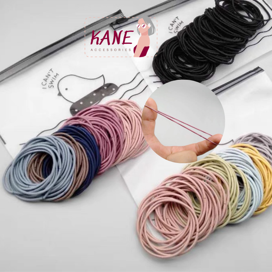 Set dây cột tóc nhiều màu basic 90-100 dây, chun buộc tóc trơn bền kane