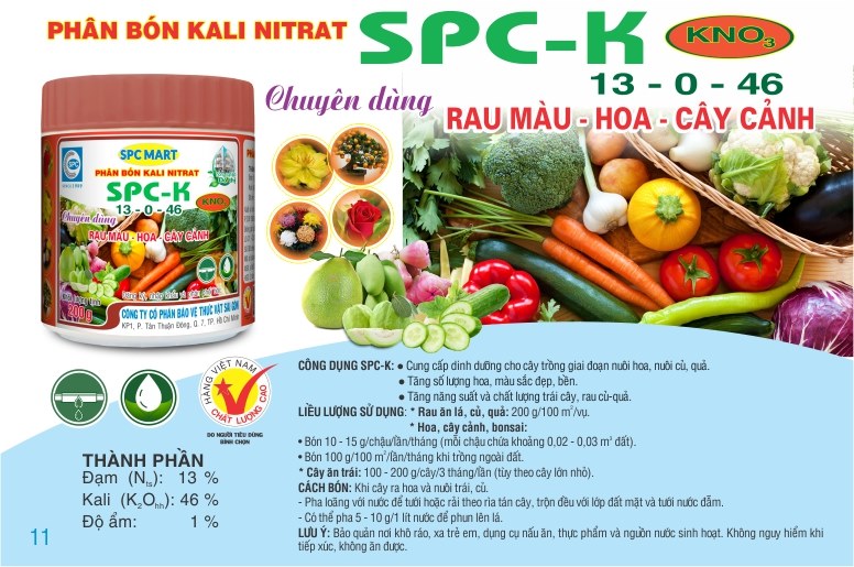 PHÂN BÓN KALI NITRAT CUNG CẤP DINH DƯỠNG GIAI ĐOẠN NUÔI HOA, CỦ, QUẢ (AN TOÀN & HIỆU QUẢ) - SPC-K (200GR)