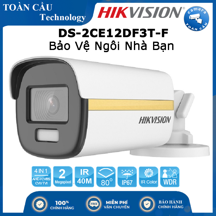 Camera hd-tvi hikvision ds-2ce12df3t-f full color - có màu 24/24 - camera toàn cầu
