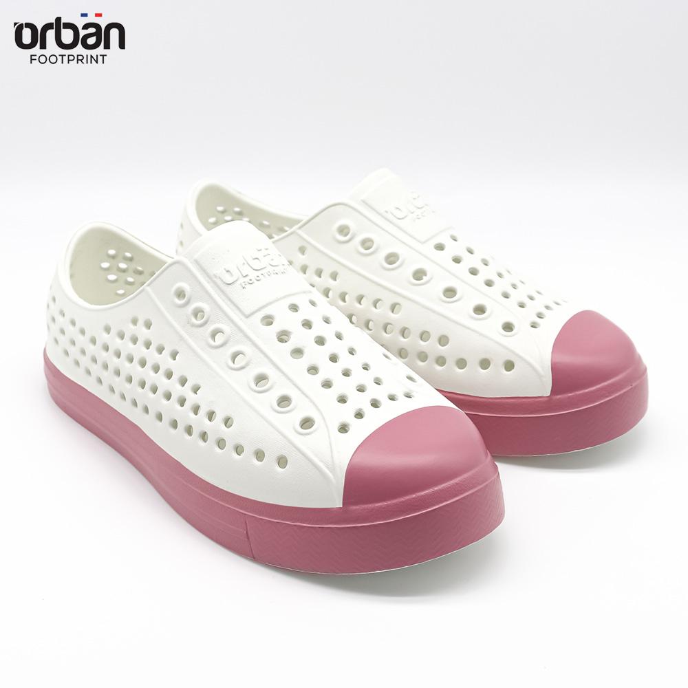Giày nhựa đi mưa, giày đi biển, giày siêu nhẹ Urban trắng đế hồng