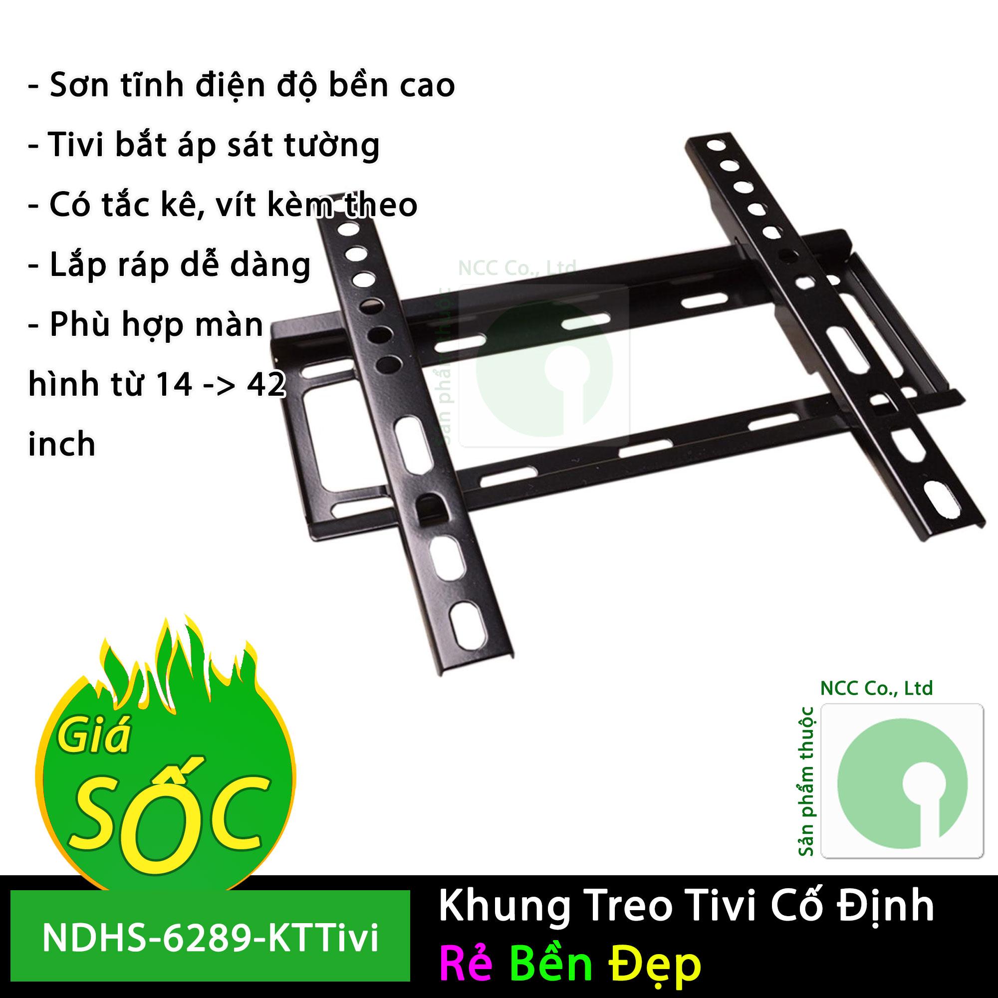 Giá kệ khung tivi bắt treo cố định trên tường - phù hợp kích thước từ 14 đến 42 inch - NDHS-6289-KTTivi (Đen)