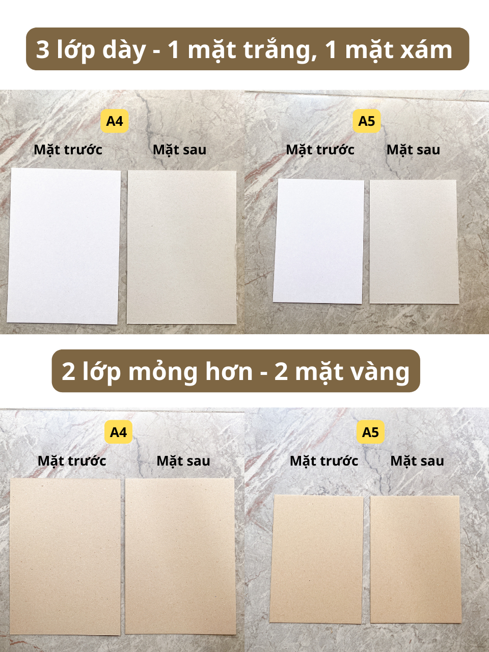 1 miếng bìa carton lạnh khổ a5, a4 - bìa cứng 2 lớp dày 2mm - giấy bồi, bìa lót