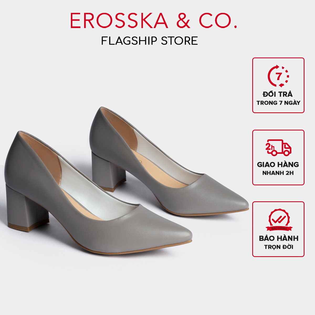 Giày cao gót Erosska mũi nhọn kiểu dáng cơ bản cao 5cm EP011 (GR)