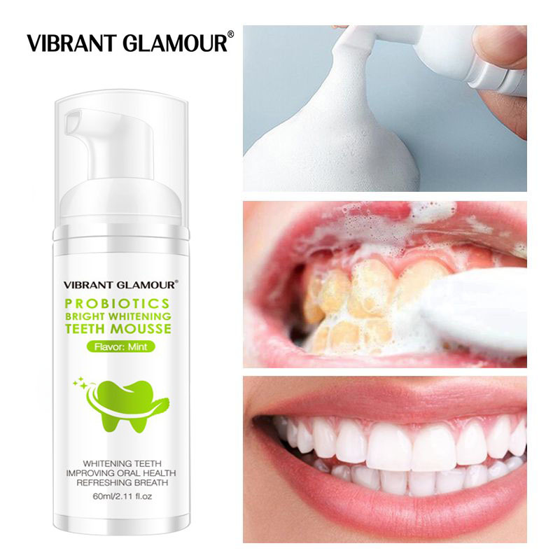 VIBRANT GLAMOUR Bọt Tẩy Trắng Răng Khử Mùi Hôi Miệng Làm Sạch Răng Sịt Thơm Miệng Vibrant Glamour Whitening Teeth Oral Treatment 60ml