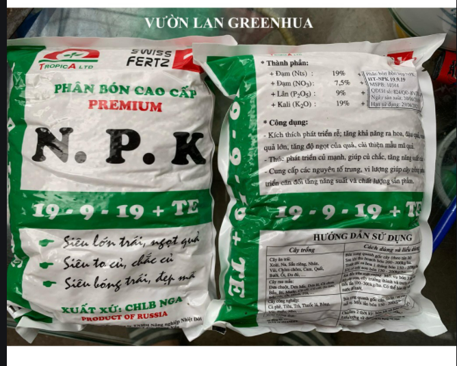 Phân bón nga cao cấp premium npk 19 + 9 + 19 + te gói 1kg