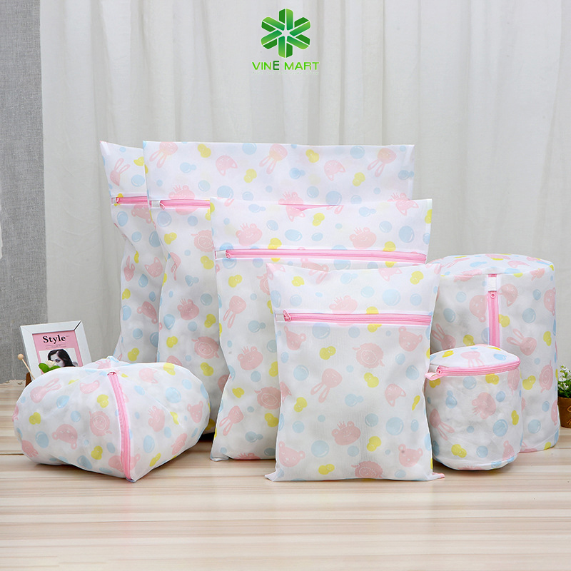 Combo 5 túi lưới giặt đồ - Túi giặt -  Set 5 túi lưới giặt đồ hình hoa nhiều kích thước tiện lợi bảo vệ quân áo, giữ màu quần áo