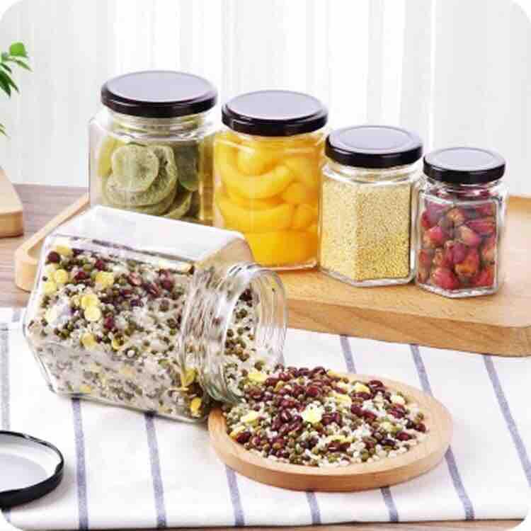 Hũ thuỷ tinh lục giác 500ml