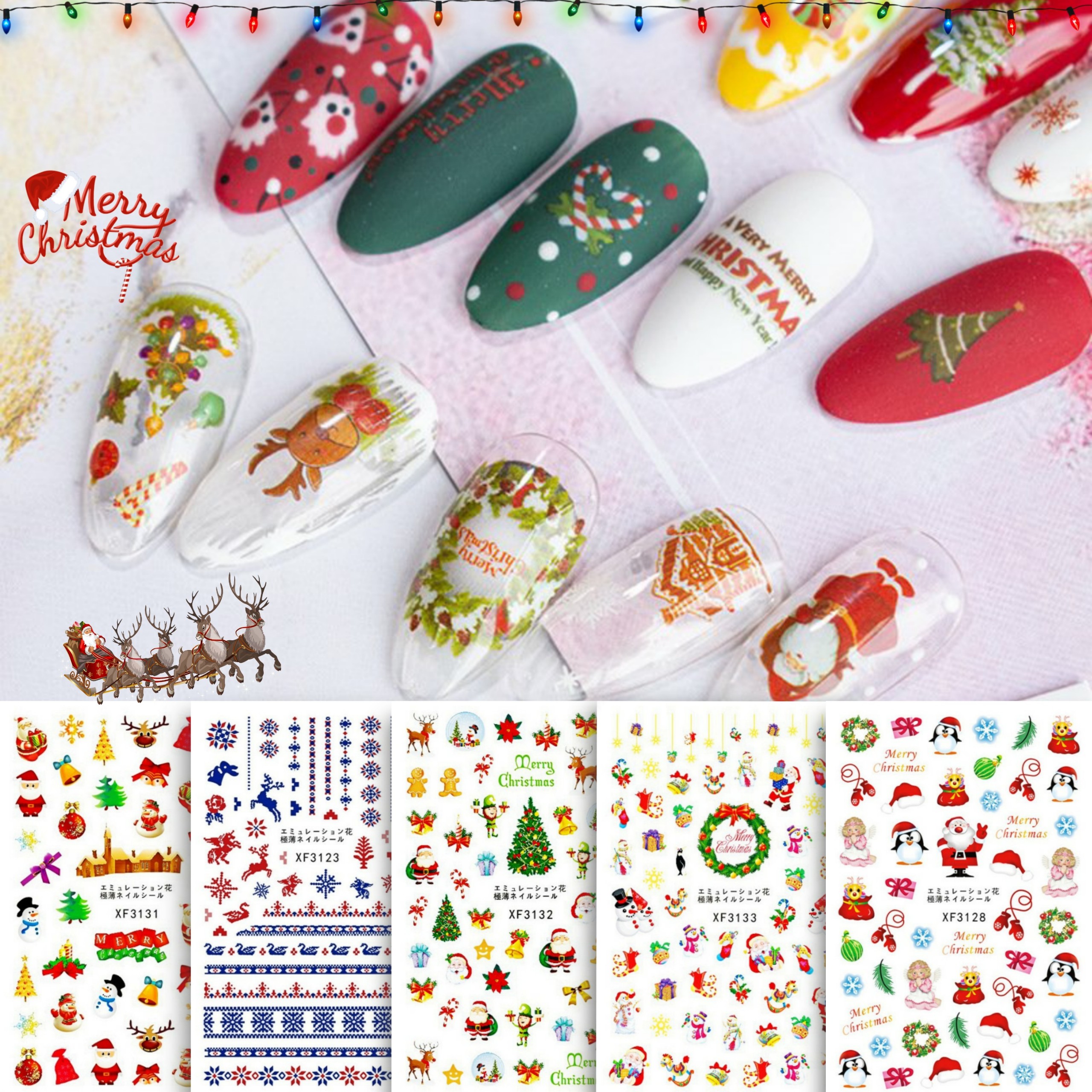 Sticker 3d | giáng sinh noel 2022 | merry christmas | hình dán móng