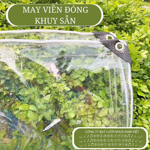 Bạt pvc trong suốt - may viền đóng khoen sẵn