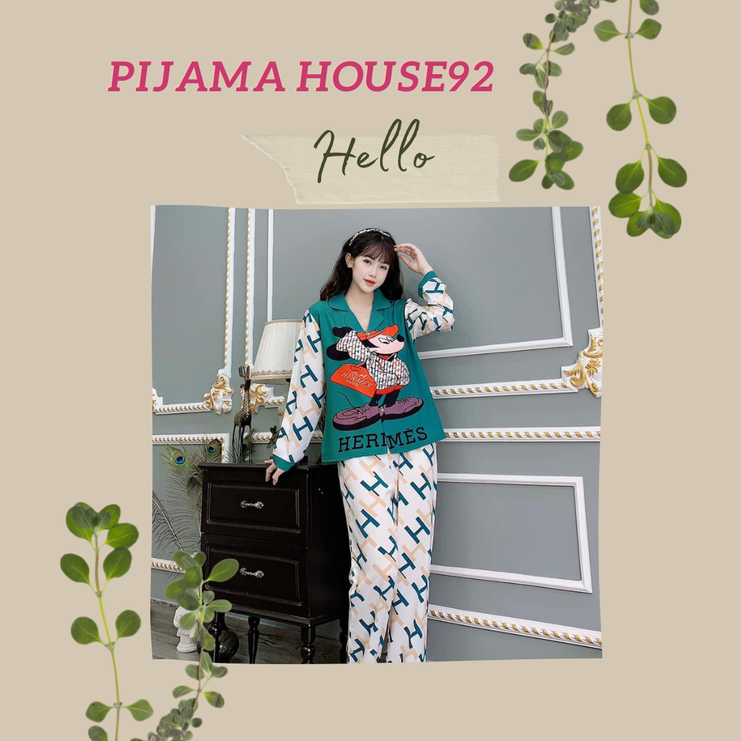 Bộ đồ ngủ mặc nhà thiết kế pijama house92- bộ đồ lụa satin tay ngắn