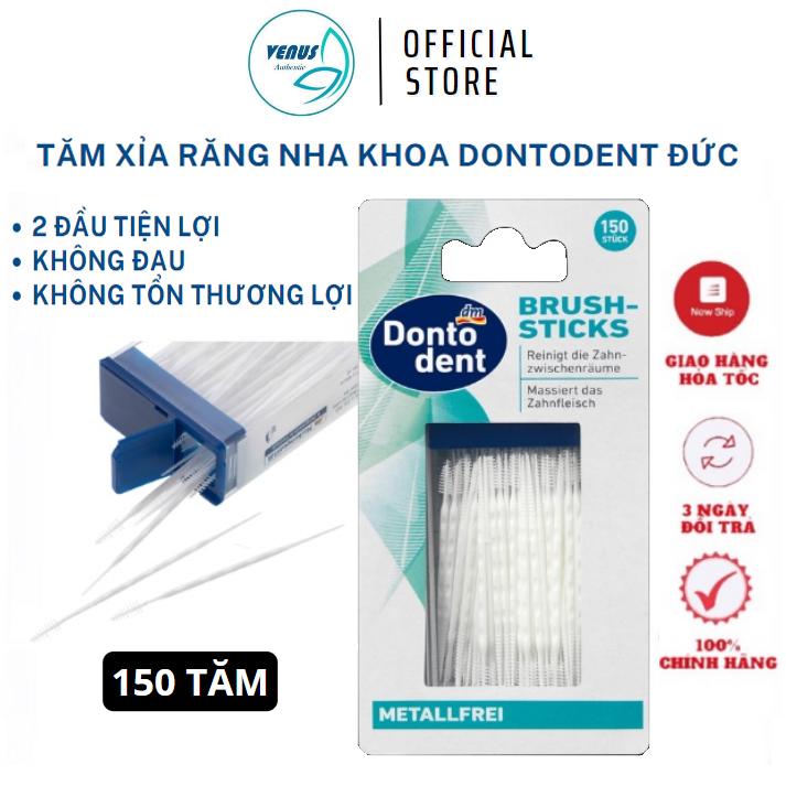 Tăm xỉa răng nha khoa Dontodent 2 đầu tiện dụng 150 tăm - Nội địa Đức