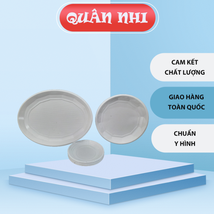 Đĩa nhựa tròn 2 size lớn và nhỏ đựng xôi 1 lốc 50c