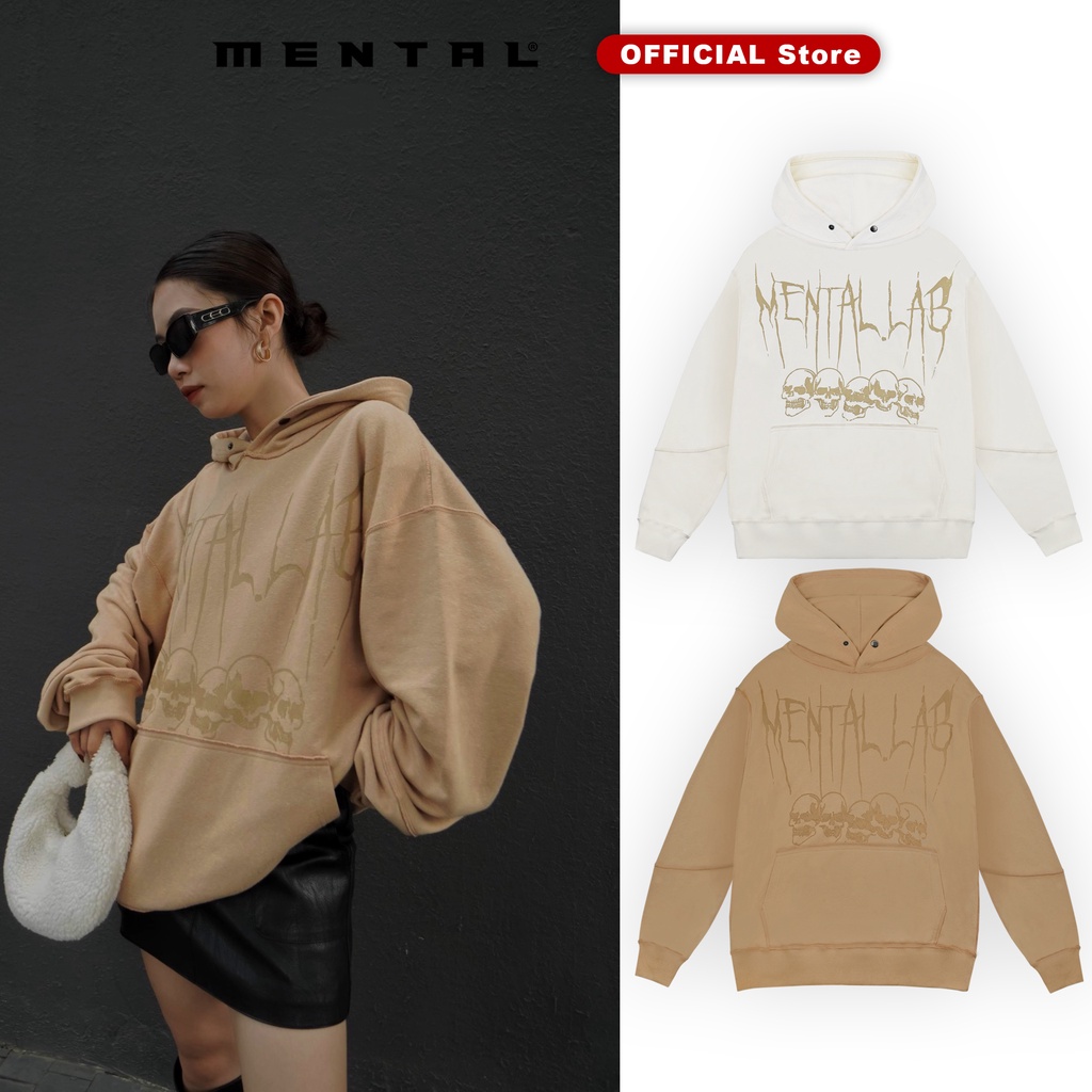 Áo hoodie form rộng thời trang unisex mental® mental skull hoodie
